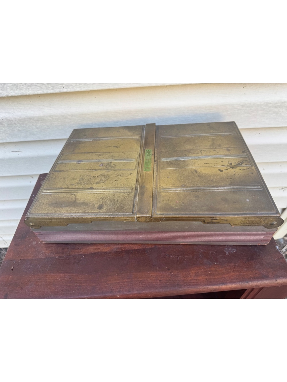 RARE Mid-Century Vintage Brass Art Deco Hinged Vanity Box